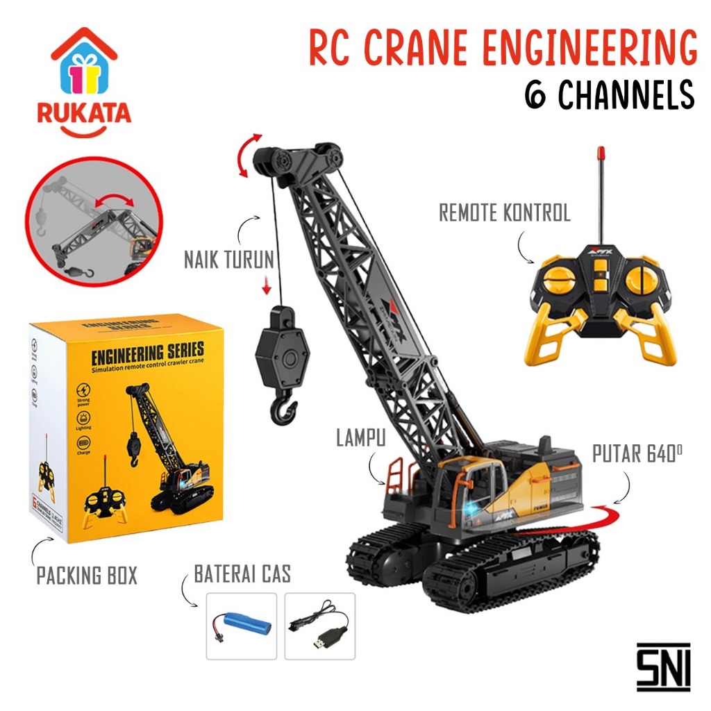 [COD][Free Baterai] RC Crane Engineering Mobil Crane Remot yang Sudah dilengkapi 6 Tombol Pengendali