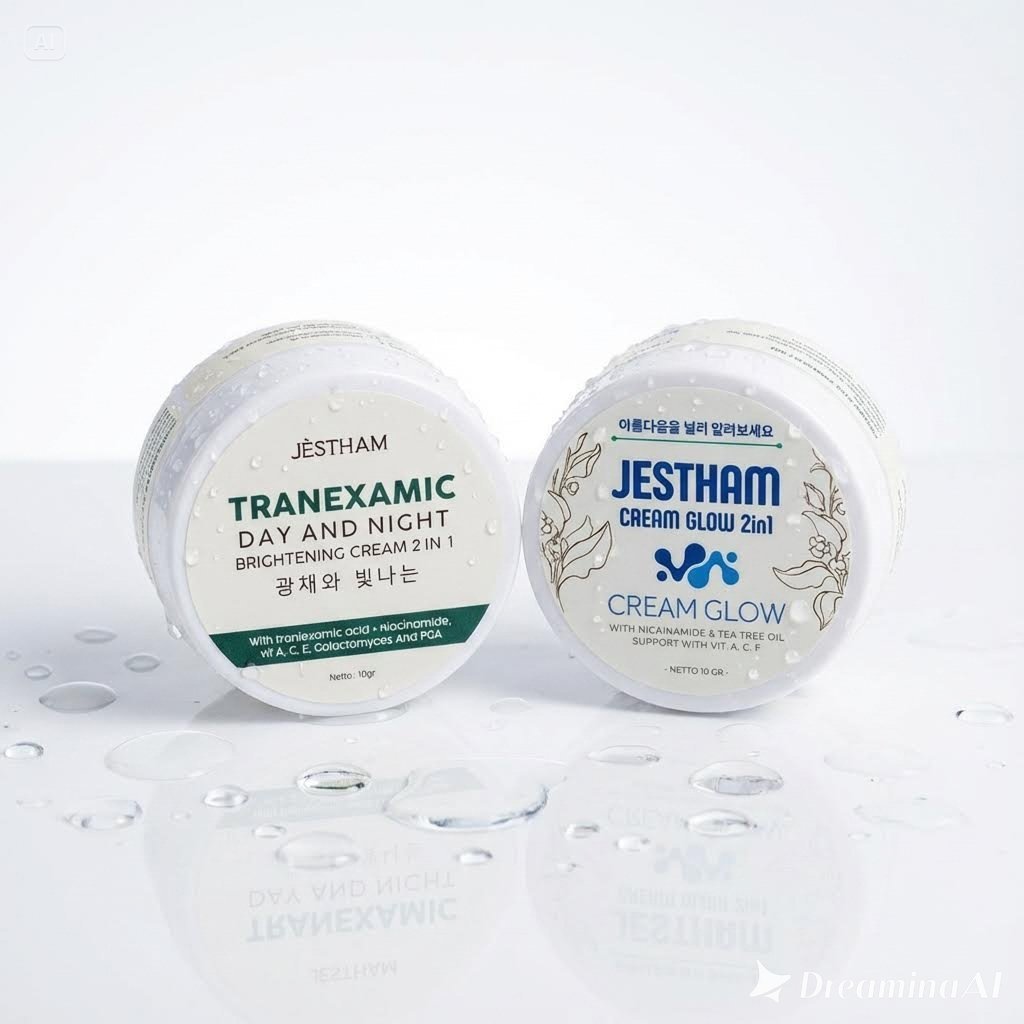 Paket Duo Whitening Jestham Cream Korea 2in1|Krim Wajah Mencerahkan Dan Mengatasi Flek Hitam