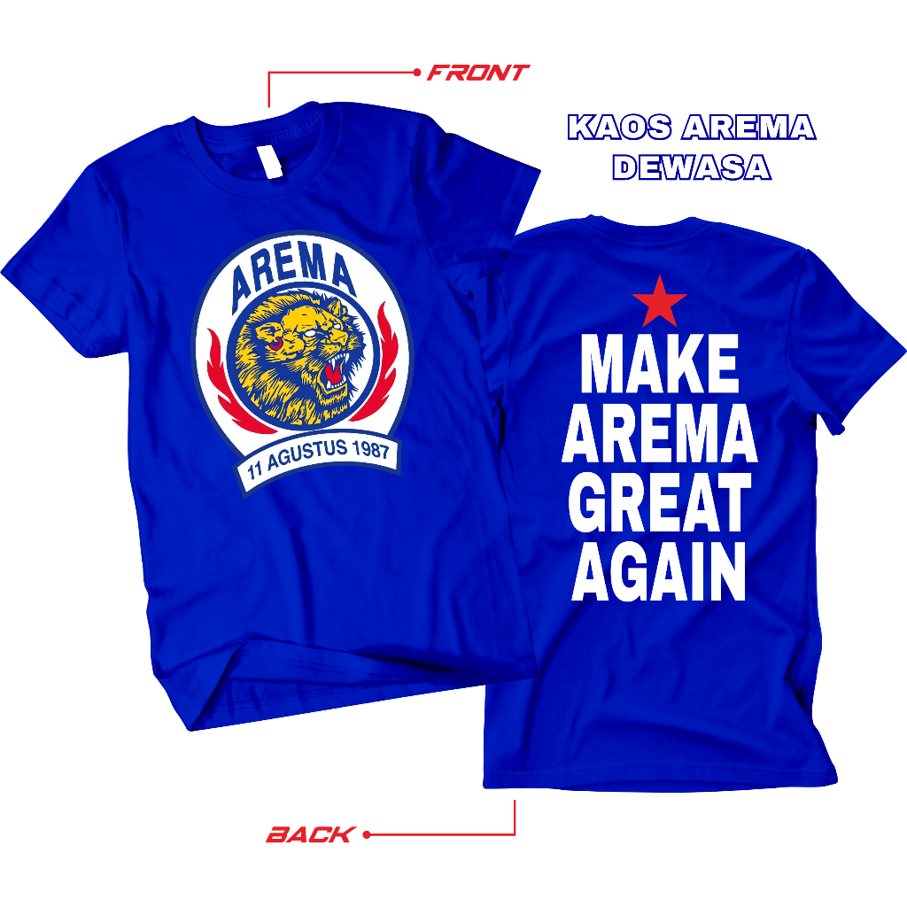 Kaos Arema Utas Biru Katun Combed 30s S-XXL make arema DEWASA