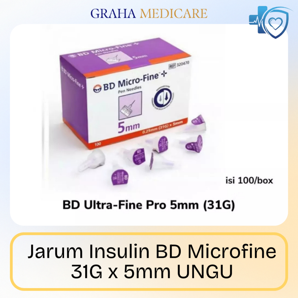 Jarum Insulin BD Microfine 31G x 5MM UNGU (Harga Per Box isi 100Pcs)