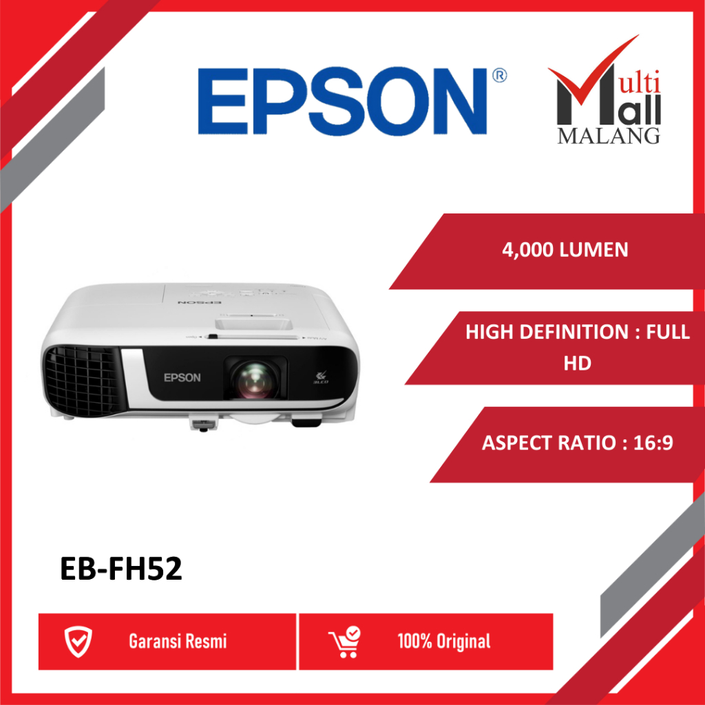 Projector Epson EB FH52 Full HD 4000 lumens Wireless - EPSON FH52
