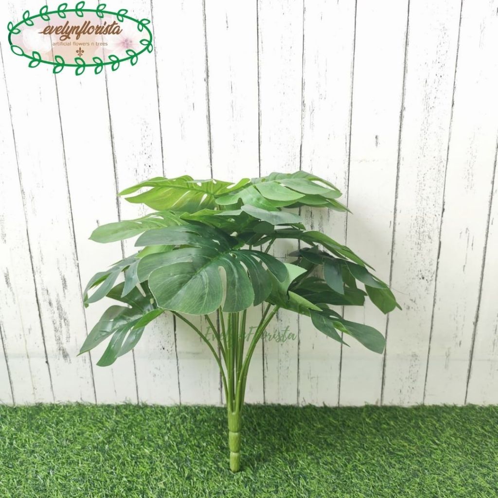 Daun Artificial Daun Hias Daun Monstera Tapak Gajah X12 Hiasan Rumah Ruang Tamu Dekorasi Aesthetic