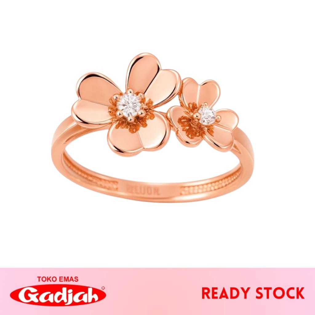 Cincin Emas 2 Bunga Kamboja Putik Tabur - Toko Emas Gadjah