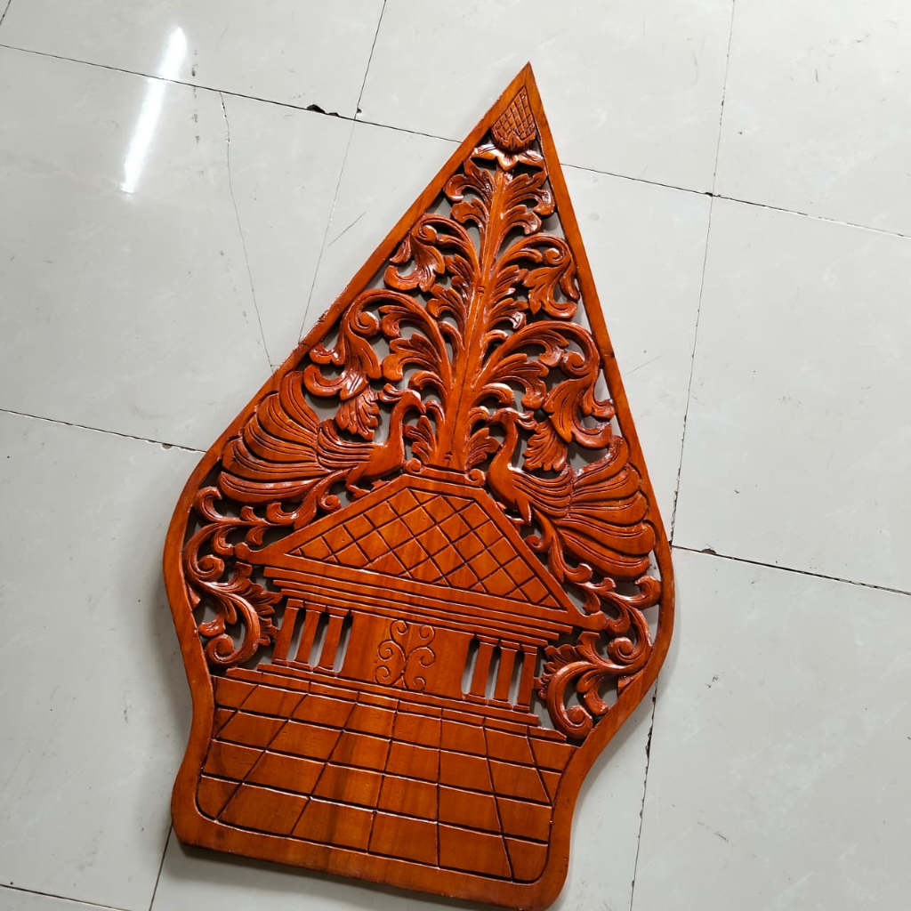 [AKSESORIS DEKOR]KELIR - GUNUNGAN WAYANG MAHONI UKIRAN SEDANG DAN BESAR dekor properti wedding