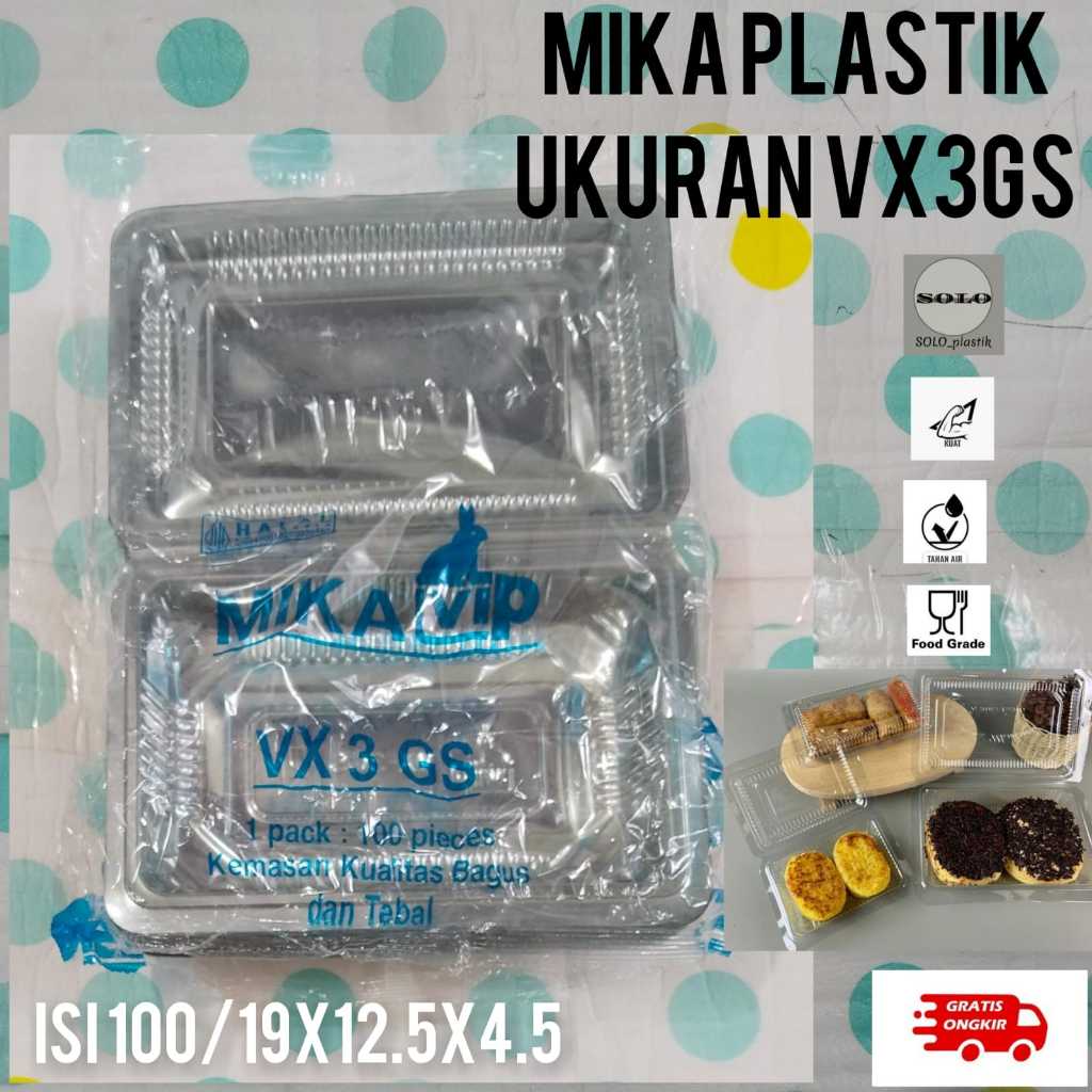 Mika plastik (ISI 100)  19x12.5x4.5 cm tempat makanan VX3GS
