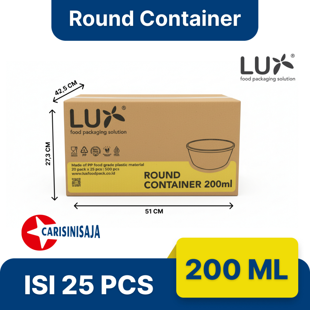 Dus Thinwall Bulat 200ml isi 500pcs Merek Lux Thinwall Round Container (Bowl) Plastik Serba Guna