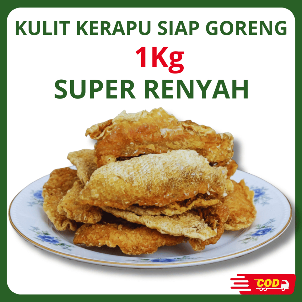 Kerupuk Kulit Kerapu Aluman 1KG – Mentah Kering Crispy Tanpa Tepung Murah Siap Goreng