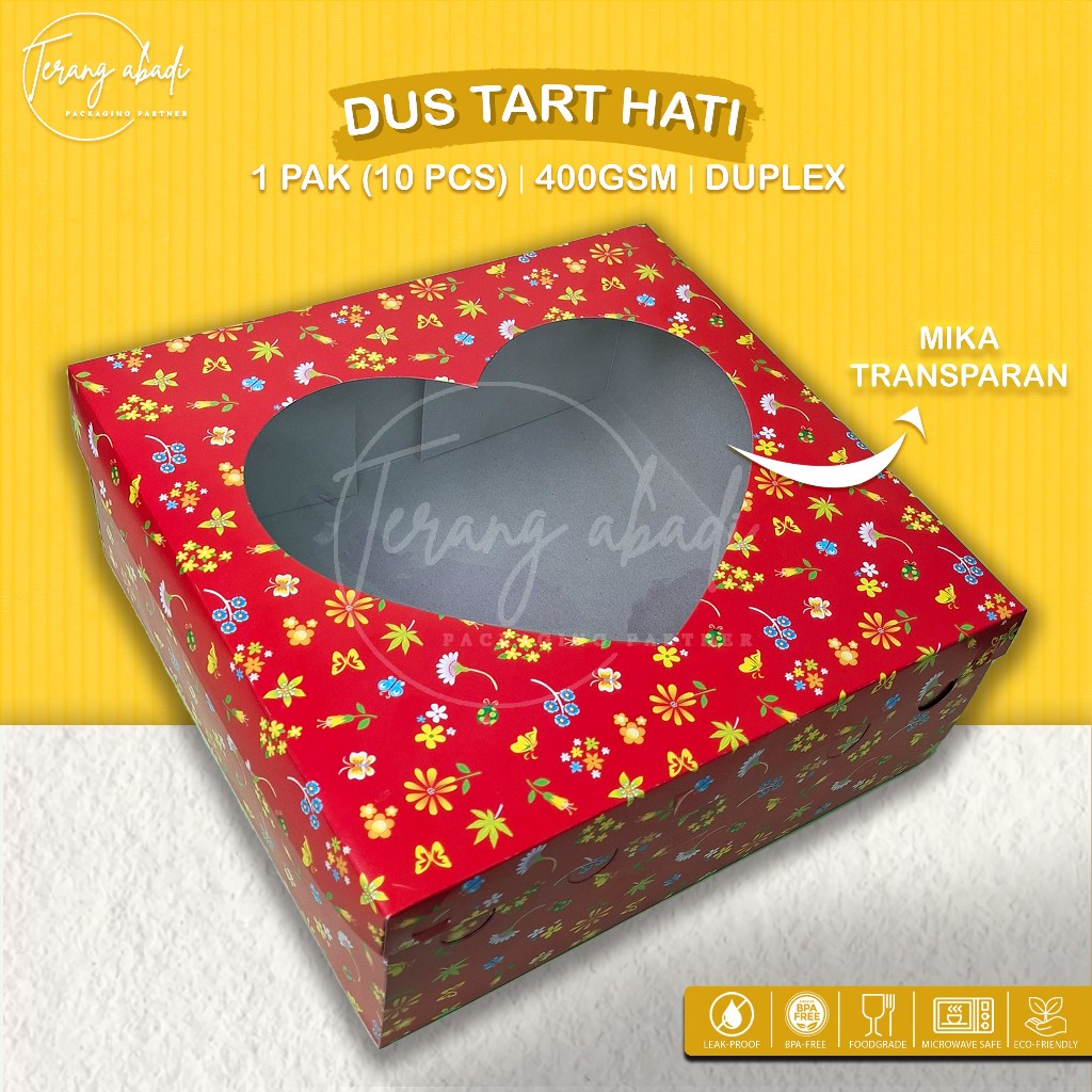 (10pcs)Dus Tart Hati/Dus Kue/Dus Tart/Dus Hantaran