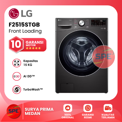 MESIN CUCI FRONT LOADING LG KAPASITAS 15 KG F2515STGB GARANSI RESMI (MEDAN)