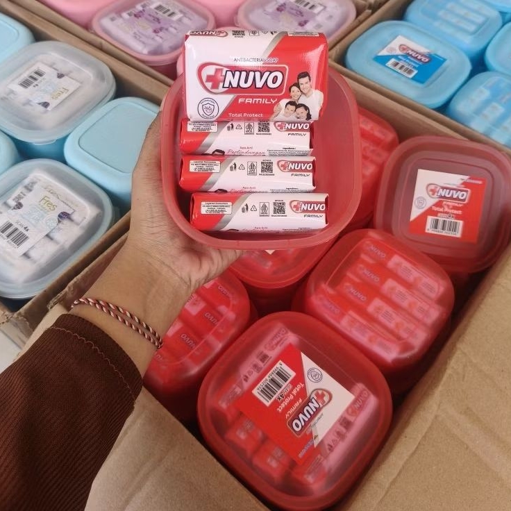 ( GROSIR ) SABUN BATANG NUVO Merah ,Biru putih  sabun mandi batangan kelipatan SABUN NUVO BATANG Nuv