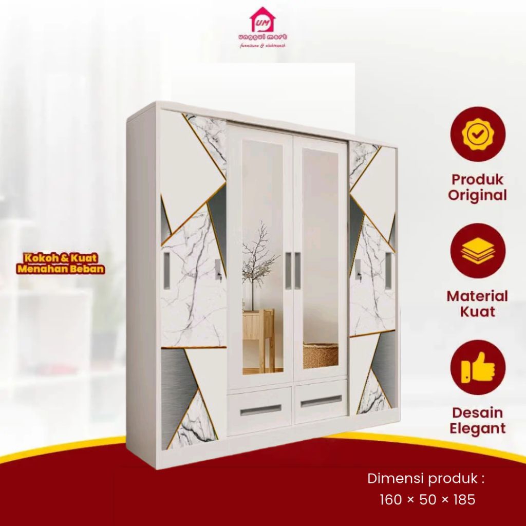 Lemari Besi 4 Pintu Sleding