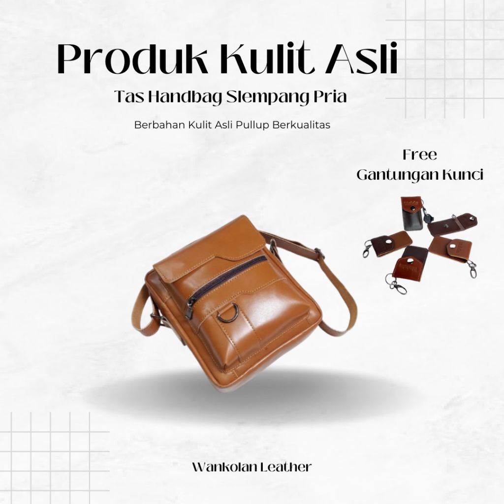 Wankolan Leather Tas Slempang Selempang Tenteng Tote Bag Formal Kondangan Pesta Kulit Asli Pria Papi