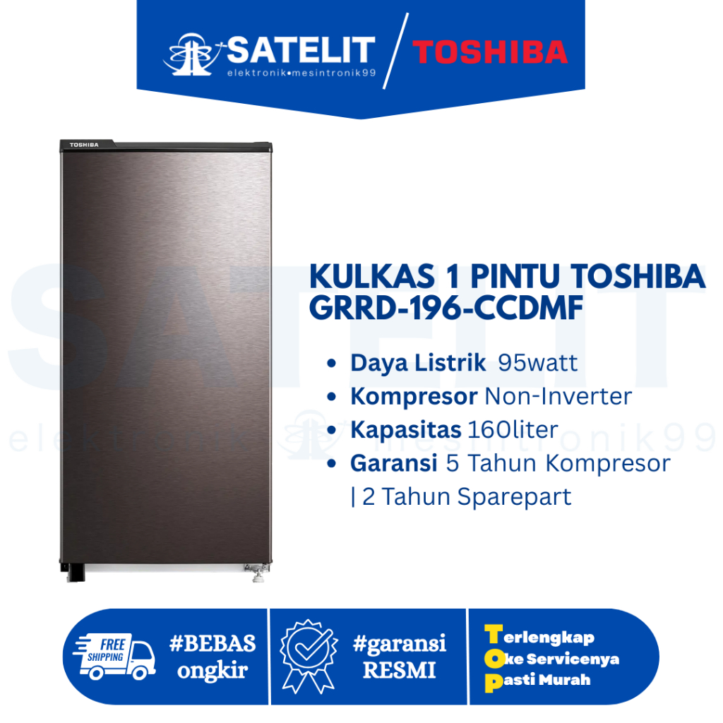 KULKAS 1 PINTU TOSHIBA GRRD-196-CCDMF