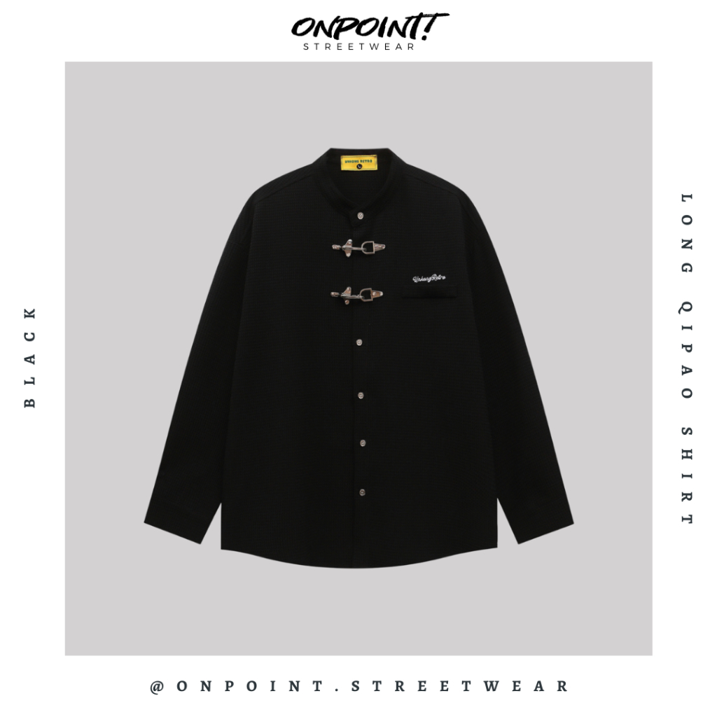 [PRE ORDER] Long Qipao Shirt - kemeja pria qipao kemeja cheongsam unisex oversize korean style denim