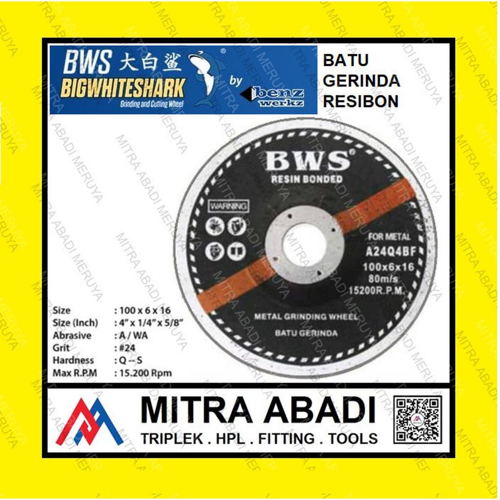BWS Batu Gerinda Poles Resibon Resin Bonded 4" x 6mm Grinding Wheel
