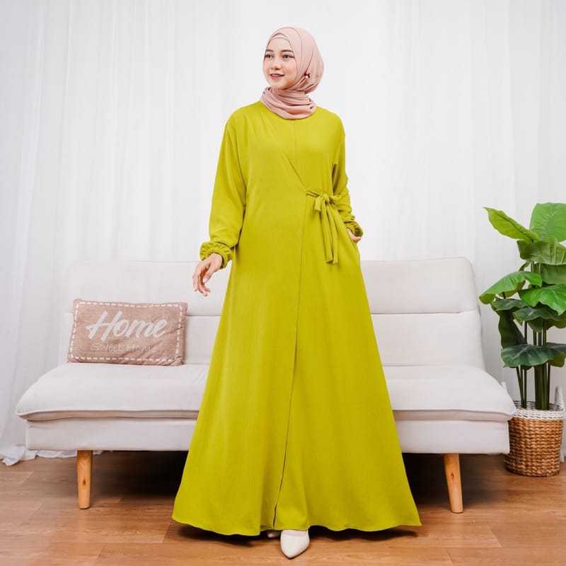 AZZARA Gamis Dress Wanita Crinkle Airflow Muslim Panjang