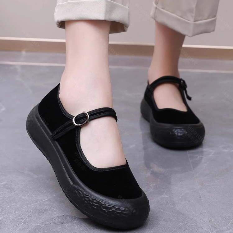 QINGSHUI Loafers Sepatu Wanita Elegan Sepatu Kerja Acara resmi Sepatu Hitam