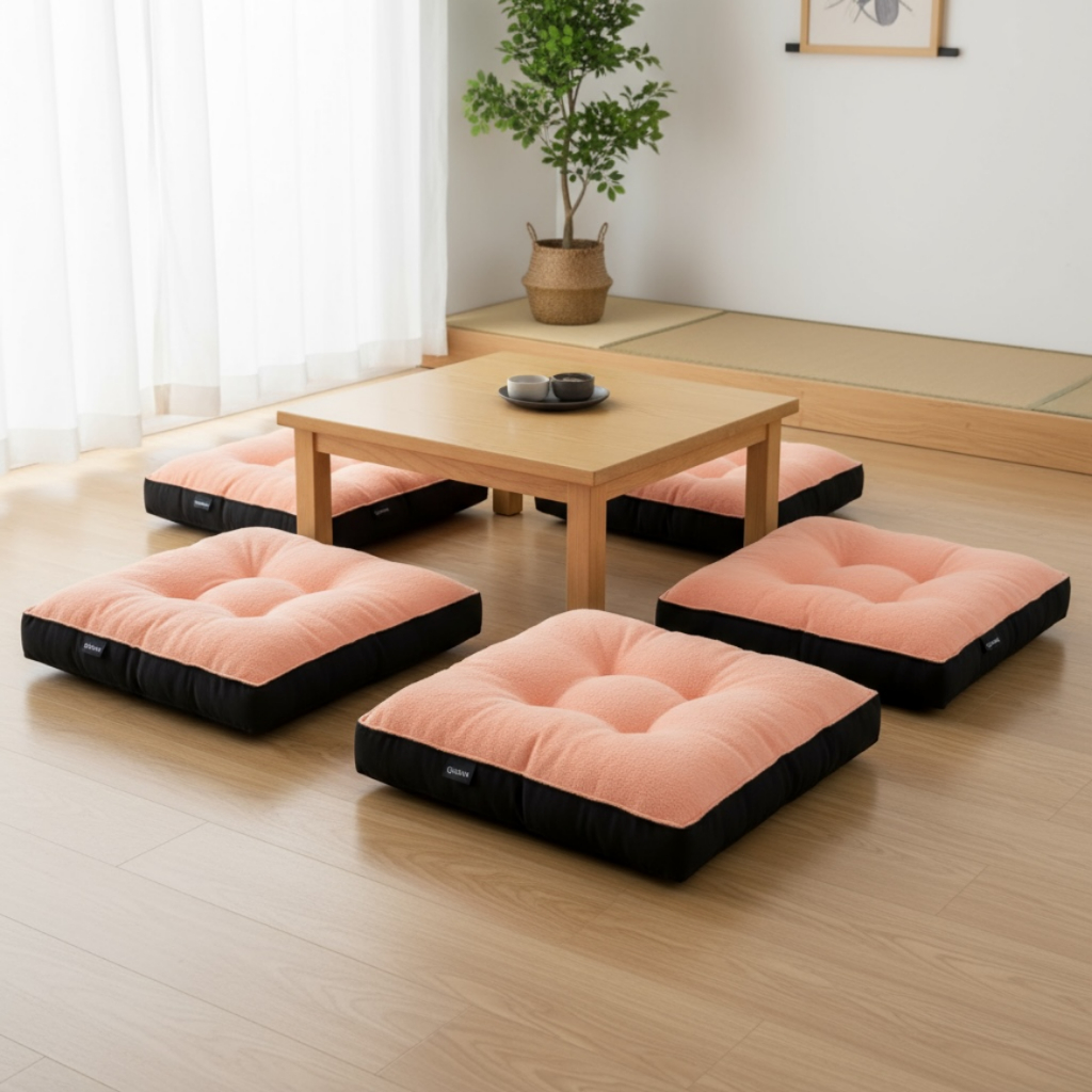 Bantal Alas Duduk Premium Bentuk PERSEGI Warna PEACH DAN HITAM (Ukuran S-XXL) - Bantal Lesehan Empuk