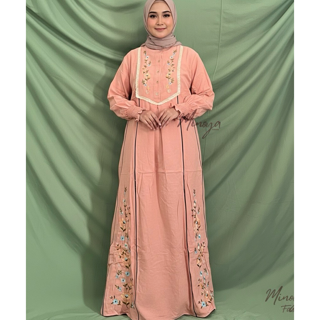 Gamis Wanita Terbaru 2025 Kekinian Bahan Linen / Gamis Cewek Remaja Pesta Brukat Mewah / Baju Muslim