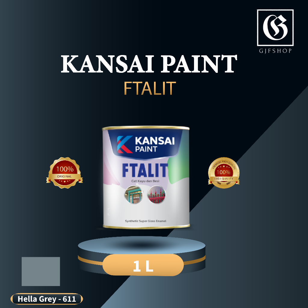 Cat Minyak Besi Kayu Ftalit Kansai Paint 611 Hella Grey 1kg
