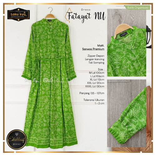GAMIS BATIK WANITA DRESS BATIK MUSLIMAH DEWASA SERAGAMAN FATAYAT NU ORIGINAL ADEM BERKUALITAS