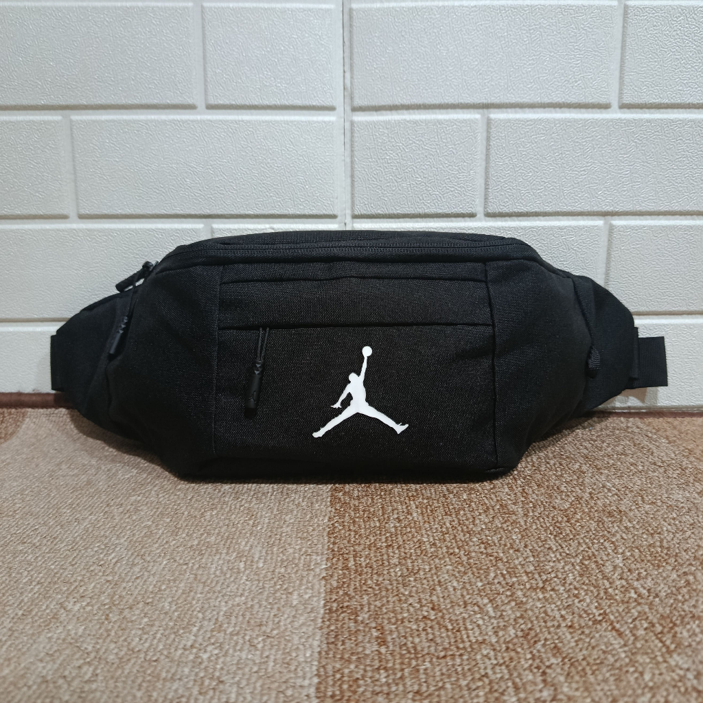 Tas Selempang Air Jordan Crossbody Bag Black White Original Waistbag Jumpman Logo Pria