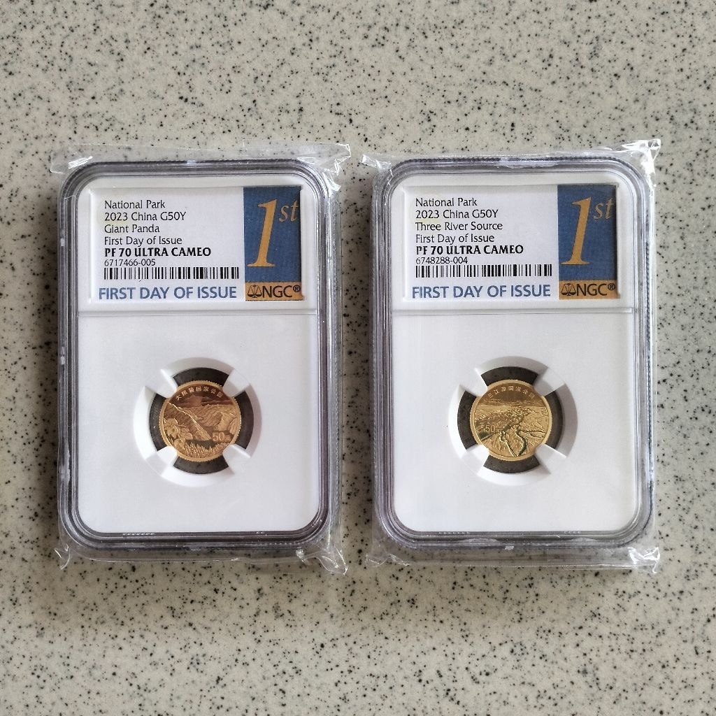 NGC PF 70 2023 China Set Koin Emas National Park Giant Panda Three River Gold Coin