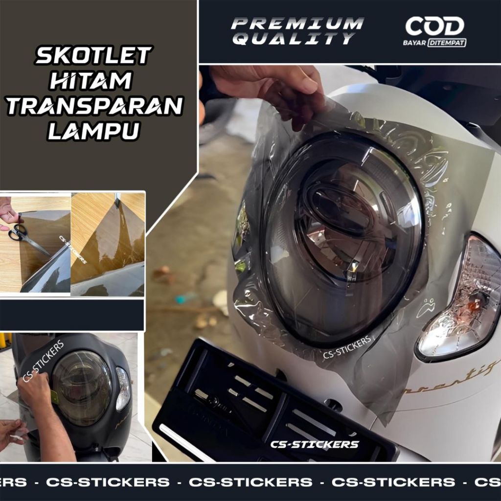 Skotlet  Hitam Transparan Mika Lampu Headlamp Smoke Scotlite Hitam Bening Body Motor Kualitas Premiu