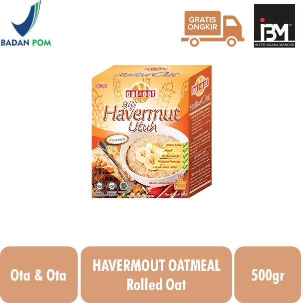 [oddsolshop] pekanbaru/Ota & Ota Rolled Oat 500 gr Biji Havermut Utuh Sereal Kaya Serat Sarapan Pagi