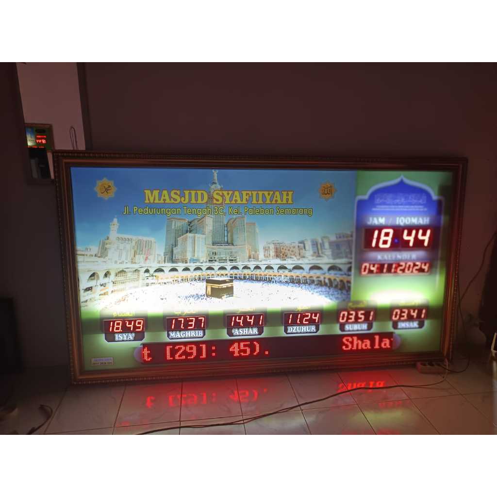 Jam Waktu Sholat Digital 04M Ukuran 200x100 Cm | Jam Masjid