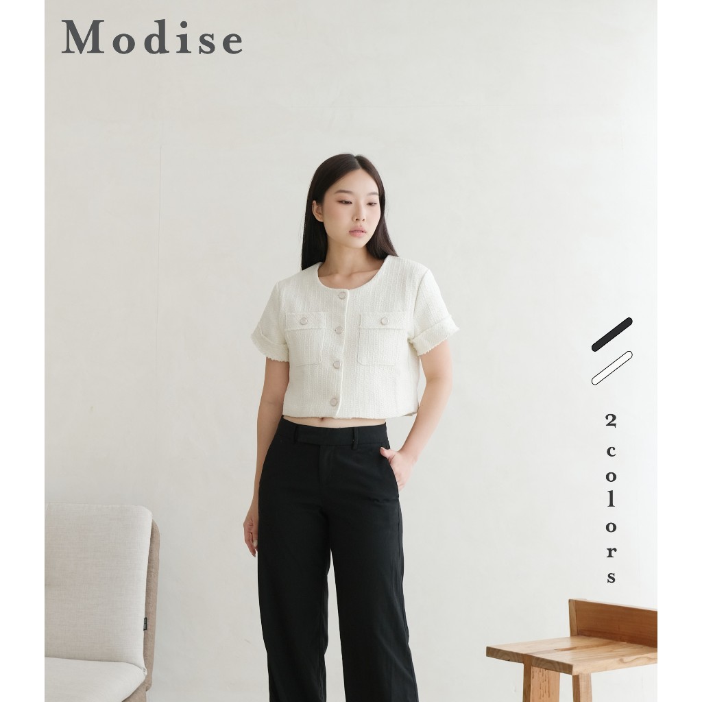Modise - Sidney Tweed Crop Blazer Lengan Pendek