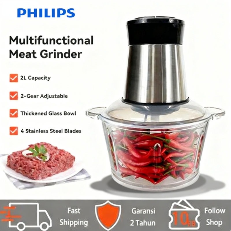 Philips Chopper Dual Speed Blade Chopper Daging Dan Bumbu Blender Bumbu Dapur Penggiling Daging Food