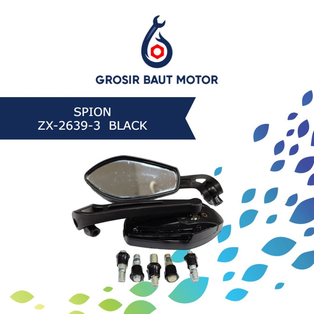 Spion Variasi Universal + Baut + Bosh ZX-2639-3 ( Black ) Spion Variasi Universal 1 Set Kanan Kiri B