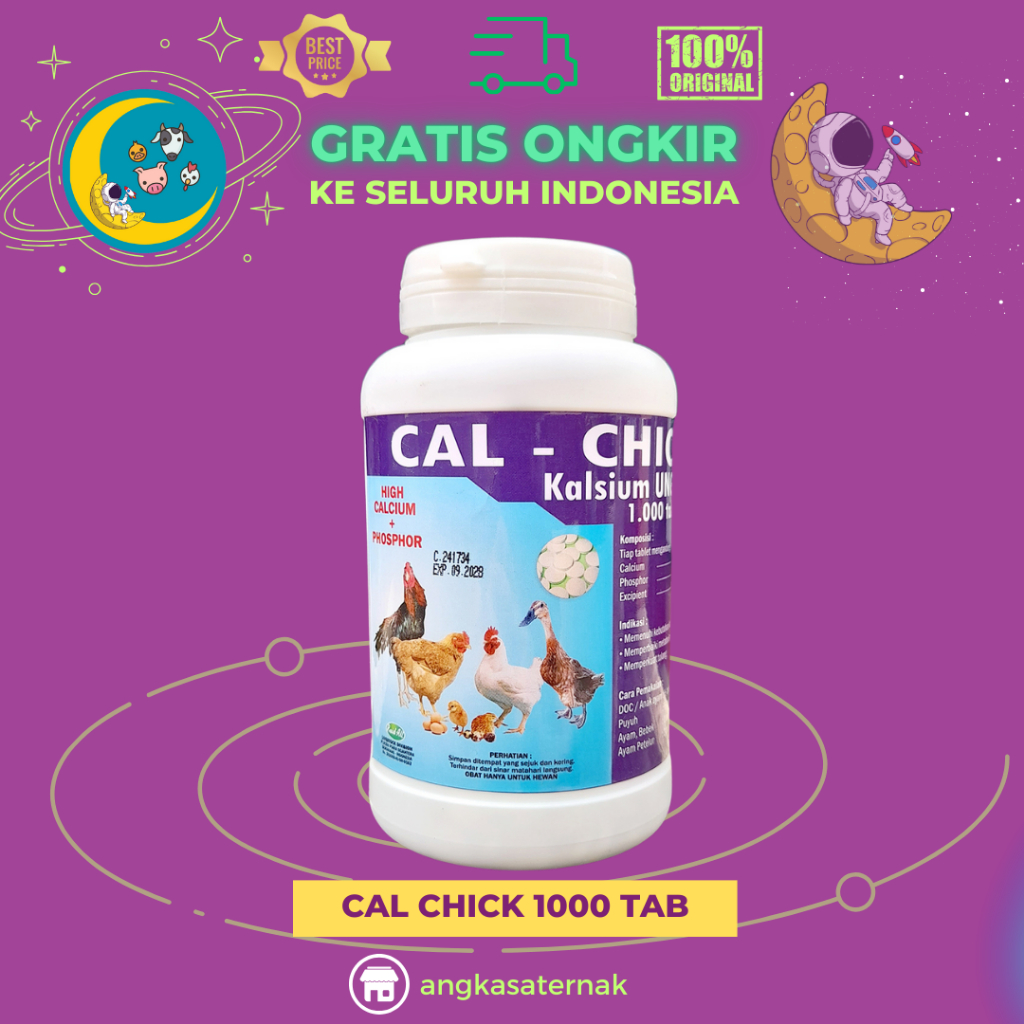 CAL CHICK Calcium kalsium kalk 1000 kaplet vitamin penguat tulang ayam