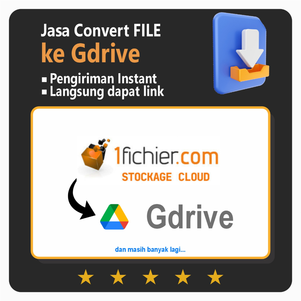 Jasa Convert Link Premium 1Fichier dll ke Gdrive Link