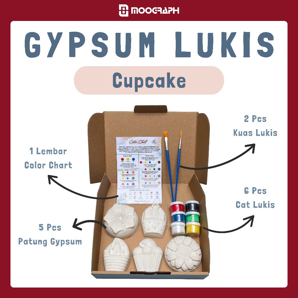 Gypsum Painting Lukis Gypsum Set Cupcake Gypsum Mewarnai Edukasi Anak Dengan Cat Akrilik