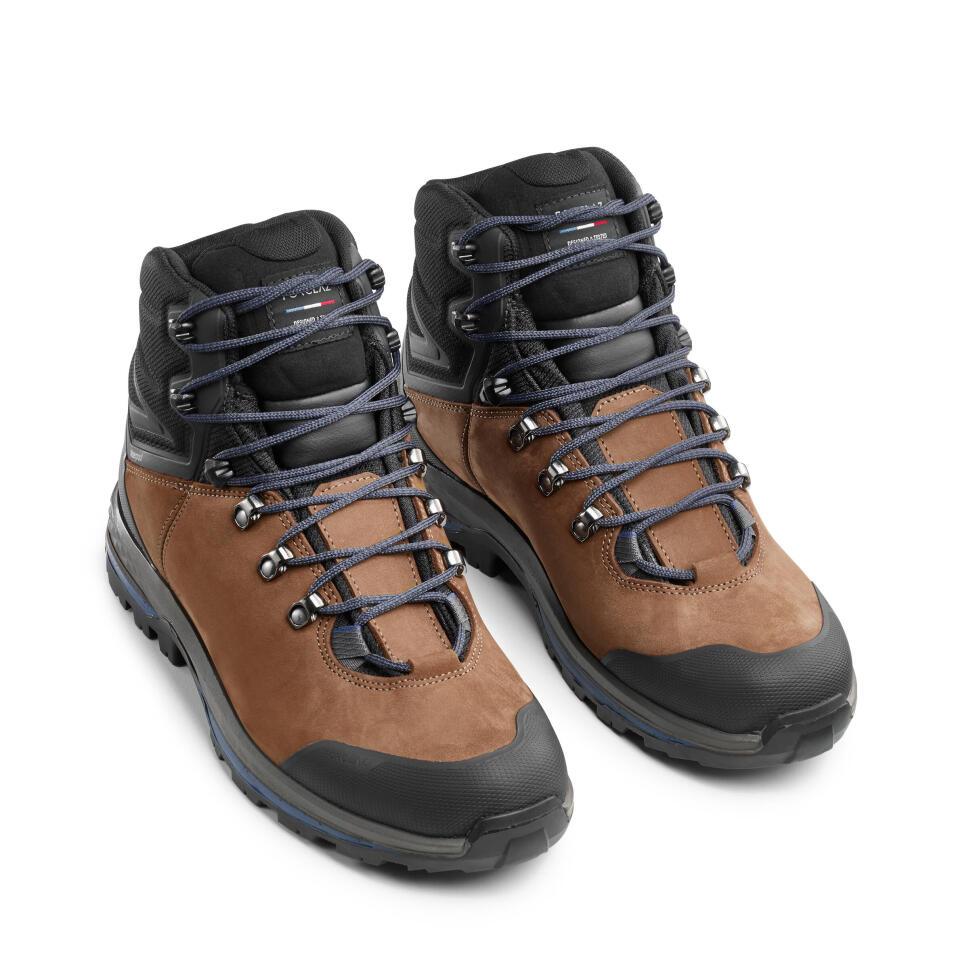 Decathlon Quechua Sepatu Mendaki Trekking Camping Treking Shoes Trek 100 Leather M Brown - 8501910