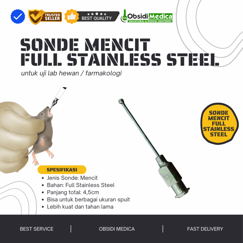 Sonde Mencit Oral Full Stainless Steel Gavage