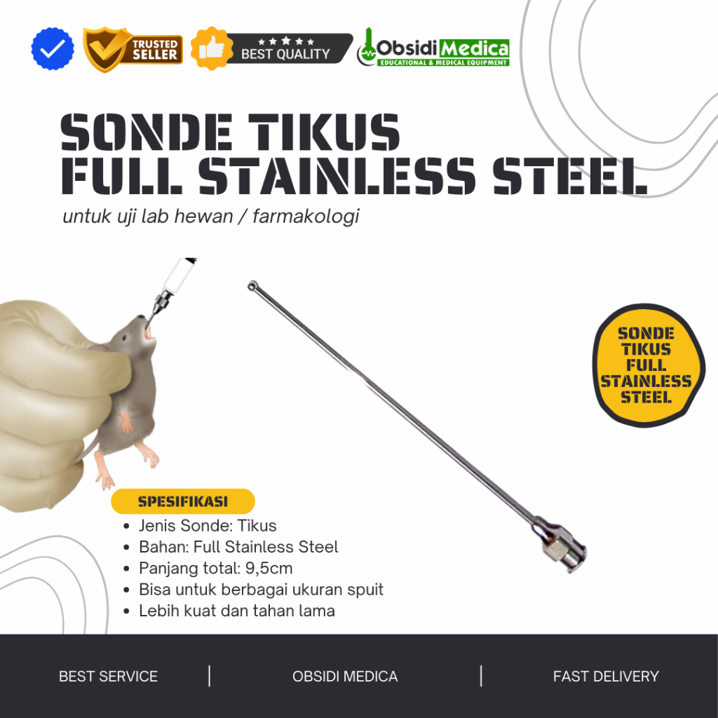 Sonde Tikus Oral Gavage Full Stainless Steel