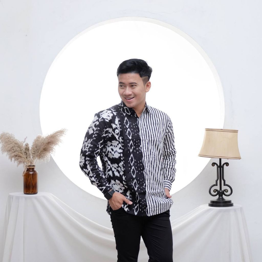 Baju Cowok Lengan Panjang Lurik Size XXL Katun Batik Pria Kemeja Batik Pria Kekinian Terbaru