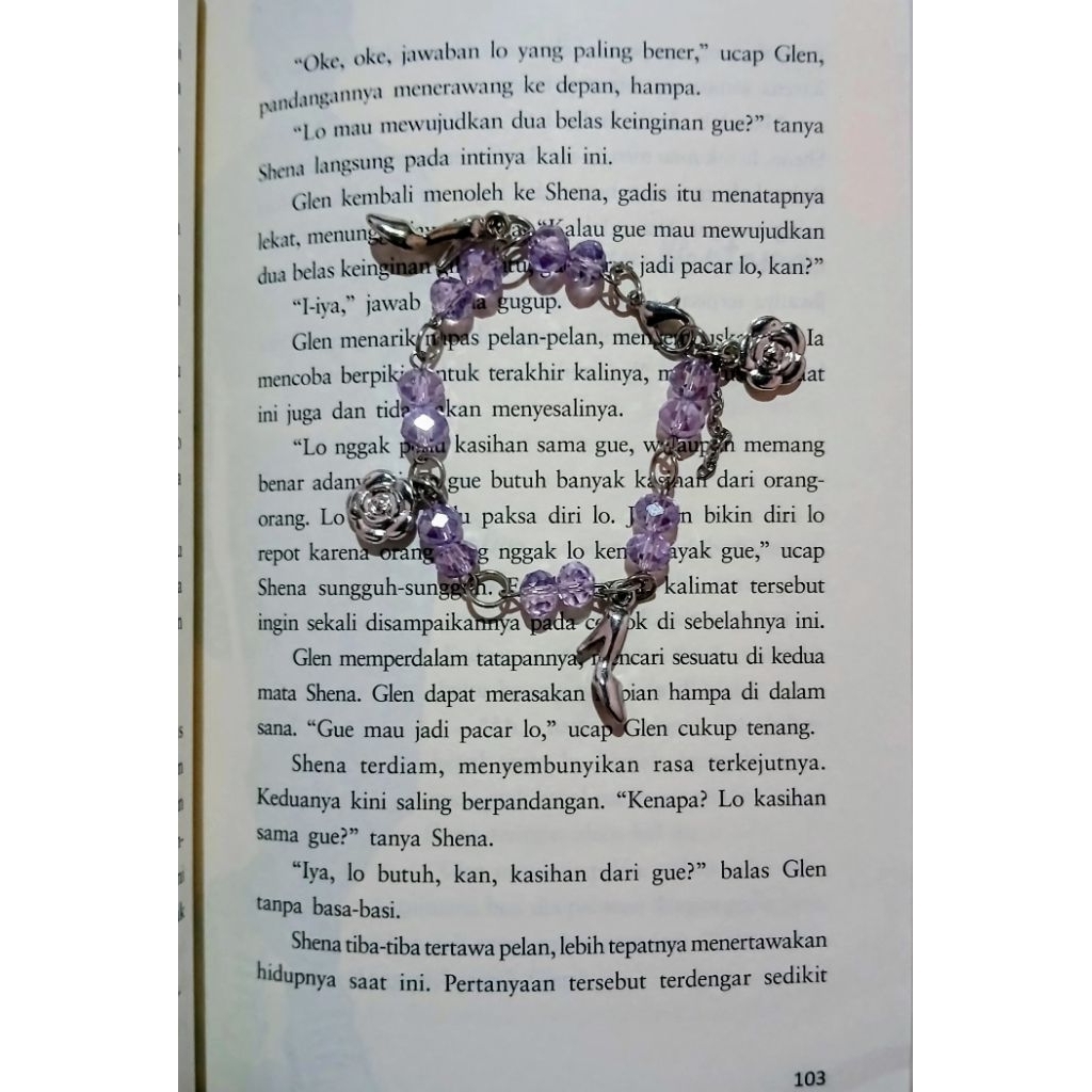 Gelang Crystal Beads Ungu Charm Bunga -Gelang Wanita Aesthetic