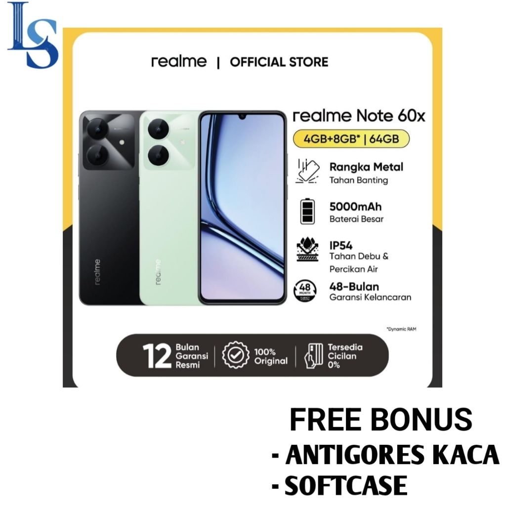 HP REALME NOTE 60X RAM 4 GB ROM 64 GB [Realme note 60x 4/64 GB] Garansi resmi