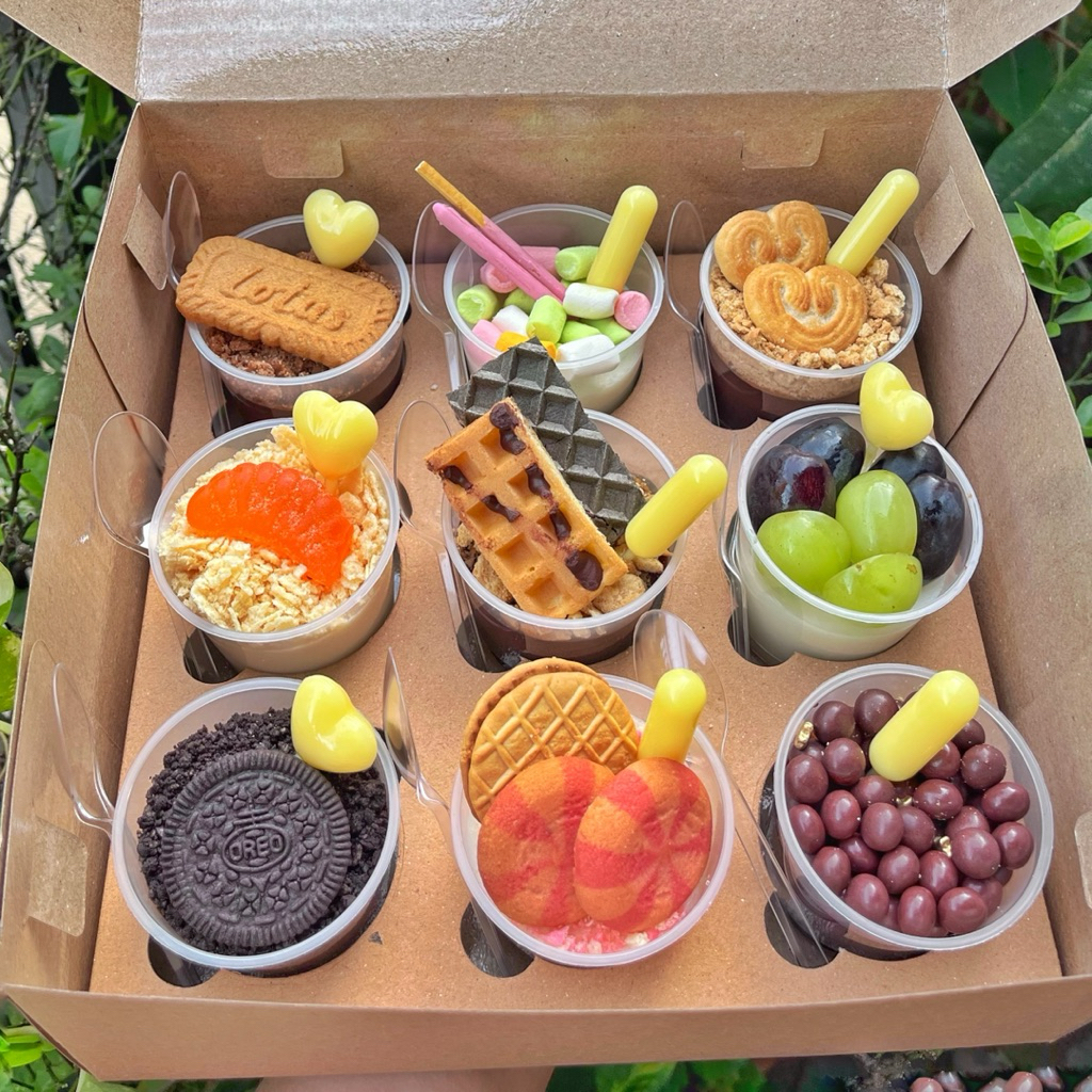 [Inn.dessert] Hampers Puding Mix Topping Isi 9 Cup | Rasa Coklat Vanilla | Hampers Lebaran, Ulang Ta