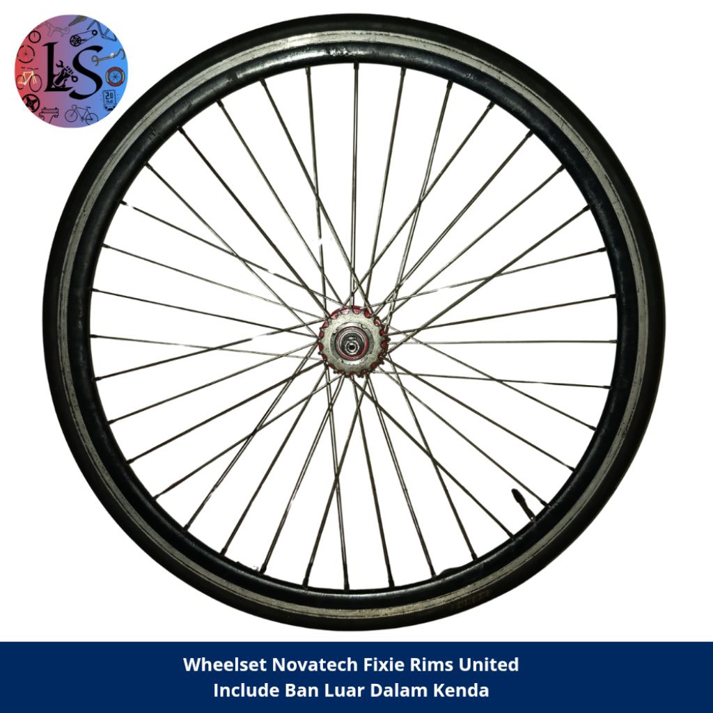 Wheelset Belakang Novatech Fixie 36H Cog 17T Rims United 36H 3cm ban Kenda Like New
