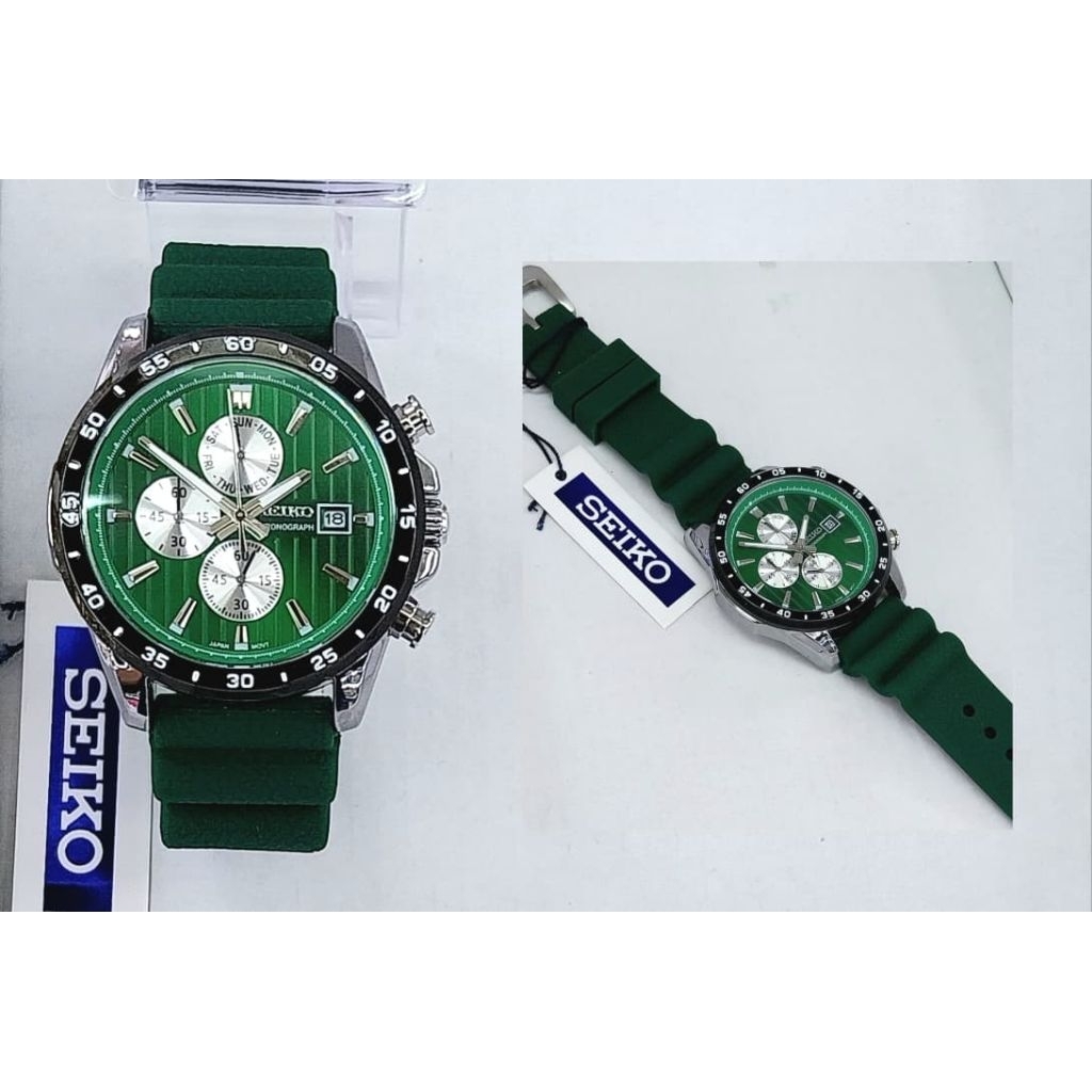 SEIKO Original Chronograph Pria – Jam Tangan Sporty Elegan Pria | Strap Karet Premium | Tanggal & Ha