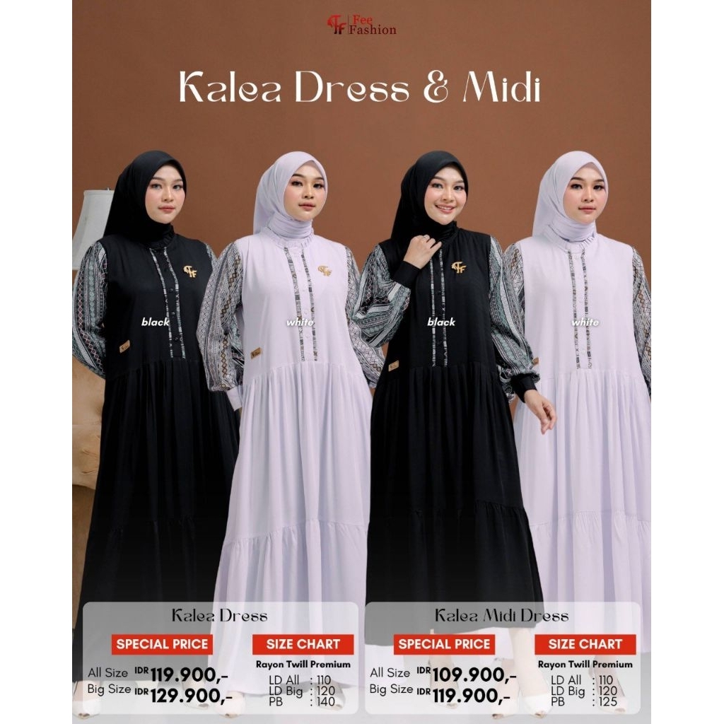 KALEA DRESS DEE FASHION, KALEA MIDI DREAA FEE FASHION, DRESS RAYON, GAMIS RAYON