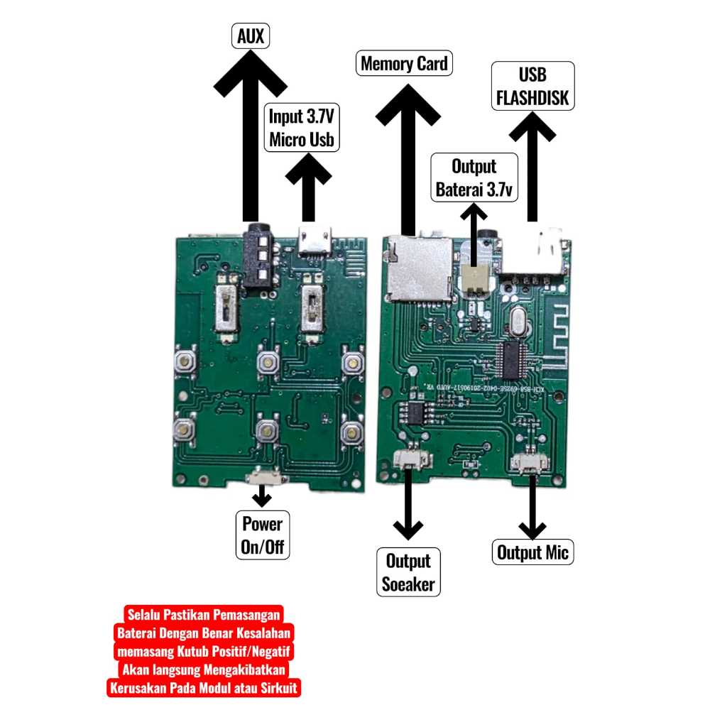 MODULE MODUL MP3 BLUETOOTH 3.7V-5V MODUL MIC BLEUTOOTH MICROPHONE COPOTAN RADIO AUX FLASHDISK MEMORY
