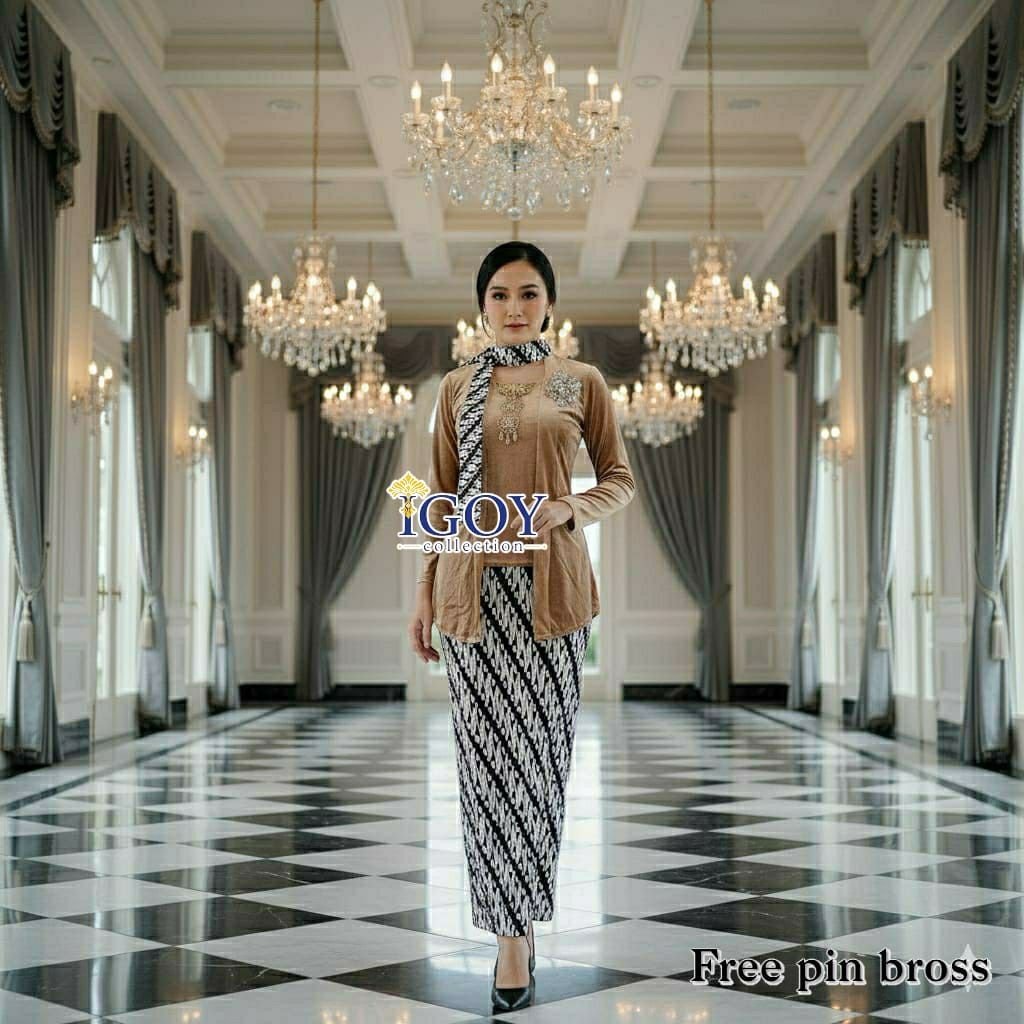 kebaya kutubaru bludru set kebaya kutubaru bludru polos lengan panjang