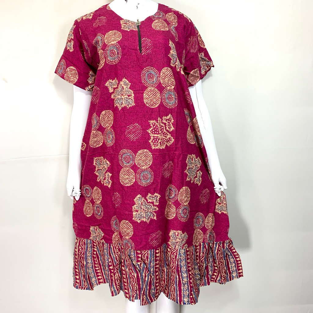 Sikobajutidur - Sutra Ungu Diva Daster Rempel Resleting | Daster Batik Sutra Ungu