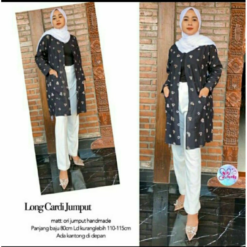 Long Cardi Jumput Batik Solo Outer Batik Wanita